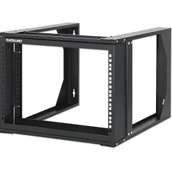 Intellinet 48,3cm 19Z Laborgestell zur Wandmontage 2 Tragschienen 6 HE Offener Schwenkrahmen 450 mm Tiefe Flatpack schwarz RAL 9004