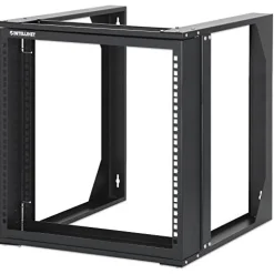 Intellinet 48,3cm 19Z Laborgestell zur Wandmontage 2 Tragschienen 9 HE Offener Schwenkrahmen 450 mm Tiefe Flatpack schwarz RAL 9004