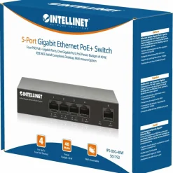 Intellinet 5-Port Gigabit Ethernet PoE+ Switch 4x PSE PoE+