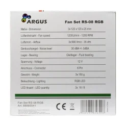 Inter-Tech Argus RS-08 3er-Pack 120x120x25mm 1200 U/min 30 dB(A) schwarz/weiß