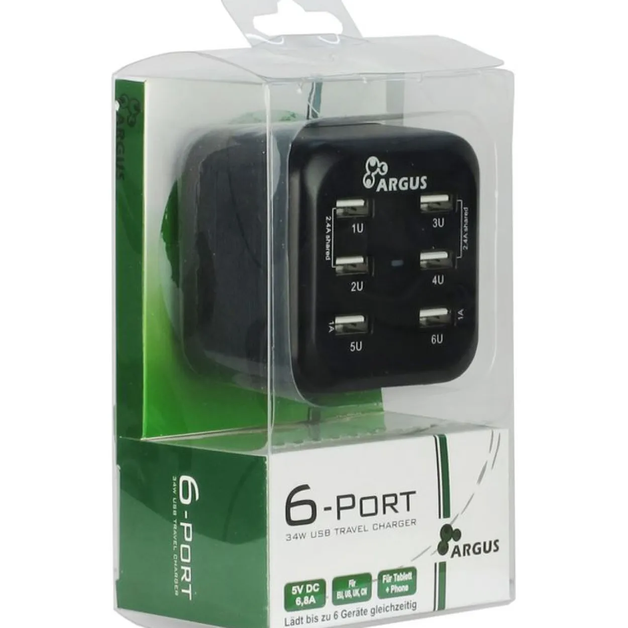 Inter-Tech Ladegerät Argus LS-6US 80mm USB 5V Steckdose