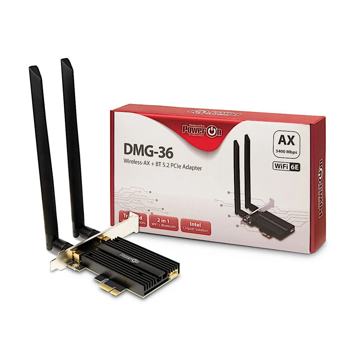 Inter-Tech PowerOn DMG-36 Wi-Fi 6E, PCIe Adapter