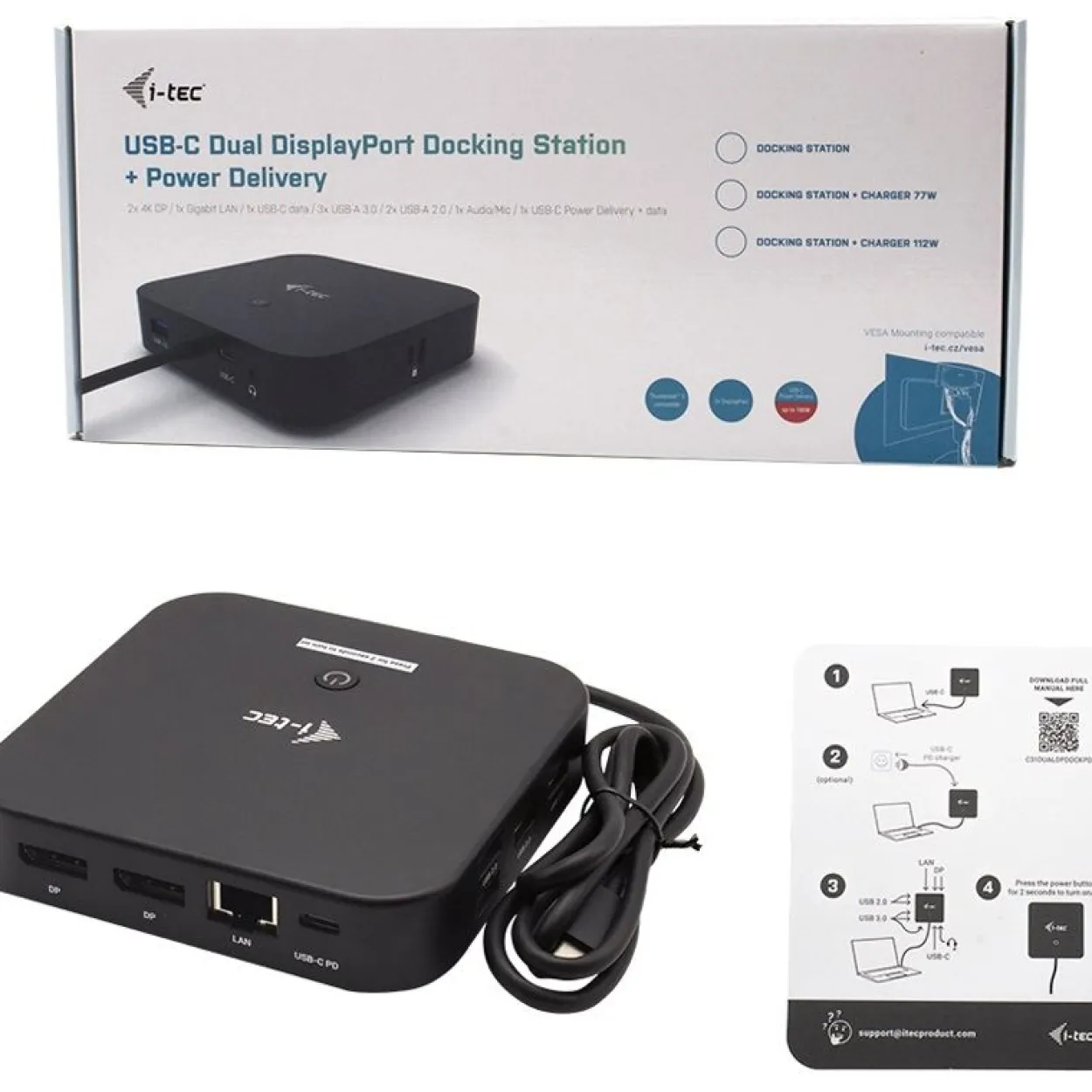 i-Tec USB-C Dual Display Docking Station with Power Delivery - Docking Station - DP
