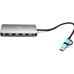 I-TEC USB-C Metal Nano Dock 2xHDMI 1xVGA 1xSD Kartenleser 1xmicroSD Kartenleser 1xGLAN 3xUSB 2.0 1xUSB 3.2 1xUSB-C3.2Data 1xUSB-C PD