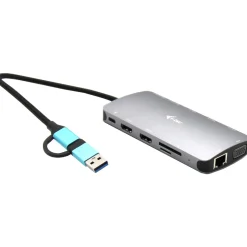 I-TEC USB-C Metal Nano Dock 2xHDMI 1xVGA 1xSD Kartenleser 1xmicroSD Kartenleser 1xGLAN 3xUSB 2.0 1xUSB 3.2 1xUSB-C3.2Data 1xUSB-C PD
