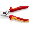 Kabelschere VDE L.165mm max.28mm2 Chrom m.2Komp.-Hüllen KNIPEX m.Abgleitschutz