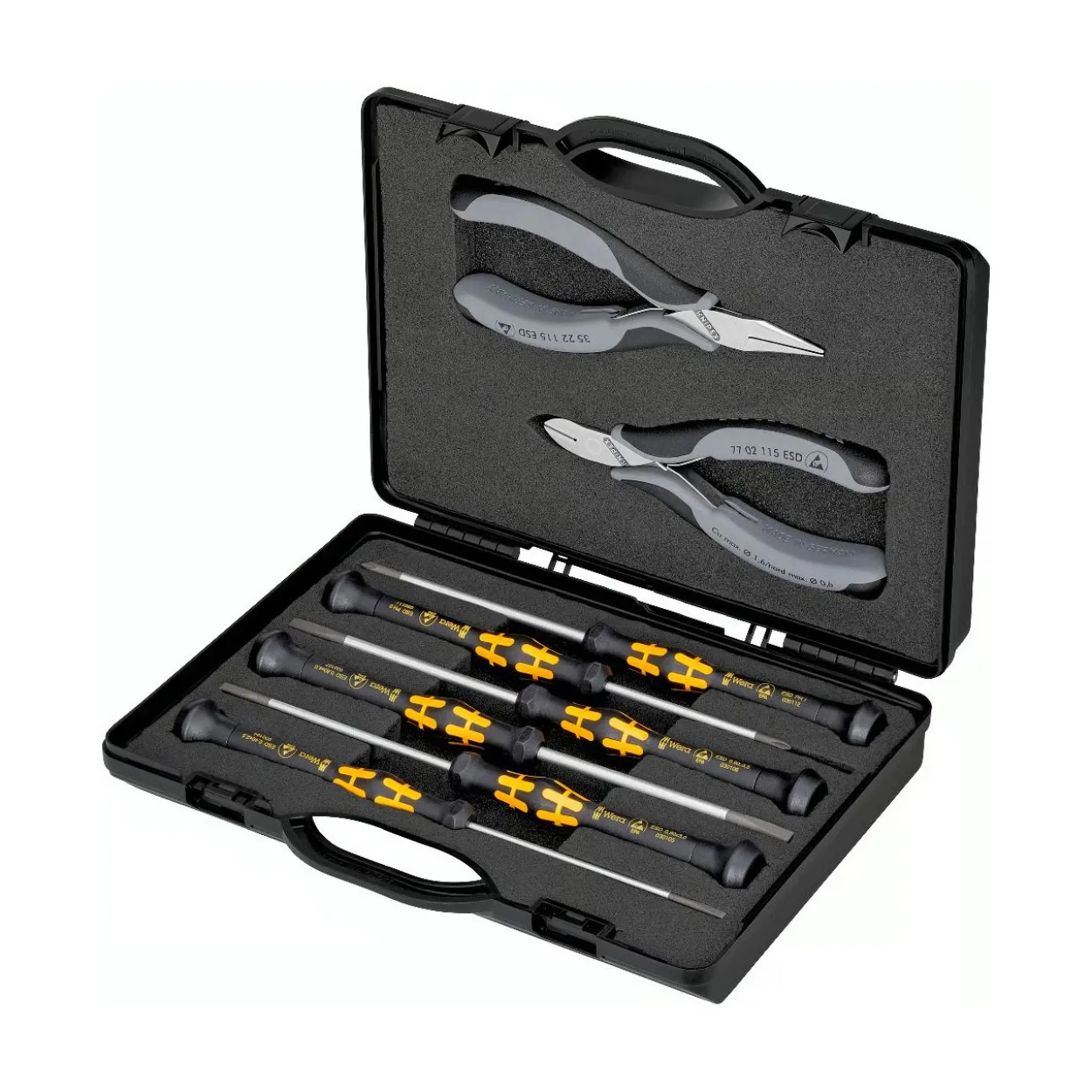 Knipex Elektronikzangen-Set ESD, 8-teilig (schwarz/grau, Ausführung ESD, elektrisch ableitend)