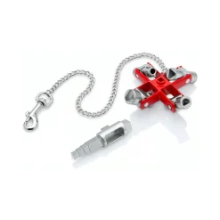 Knipex Universal-Schlüssel "Bau" 00 11 06 V01 (silber/rot, für gängige Schränke und Absperrsysteme)