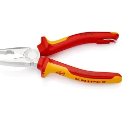 Kombizange VDE L.180mm Chrom m.2Komp.-Hüllen KNIPEX m.Abgleitschutz