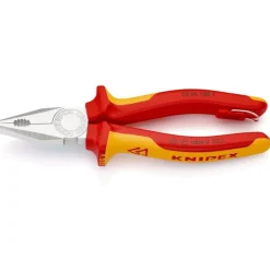 Kombizange VDE L.180mm Chrom m.2Komp.-Hüllen KNIPEX m.Abgleitschutz