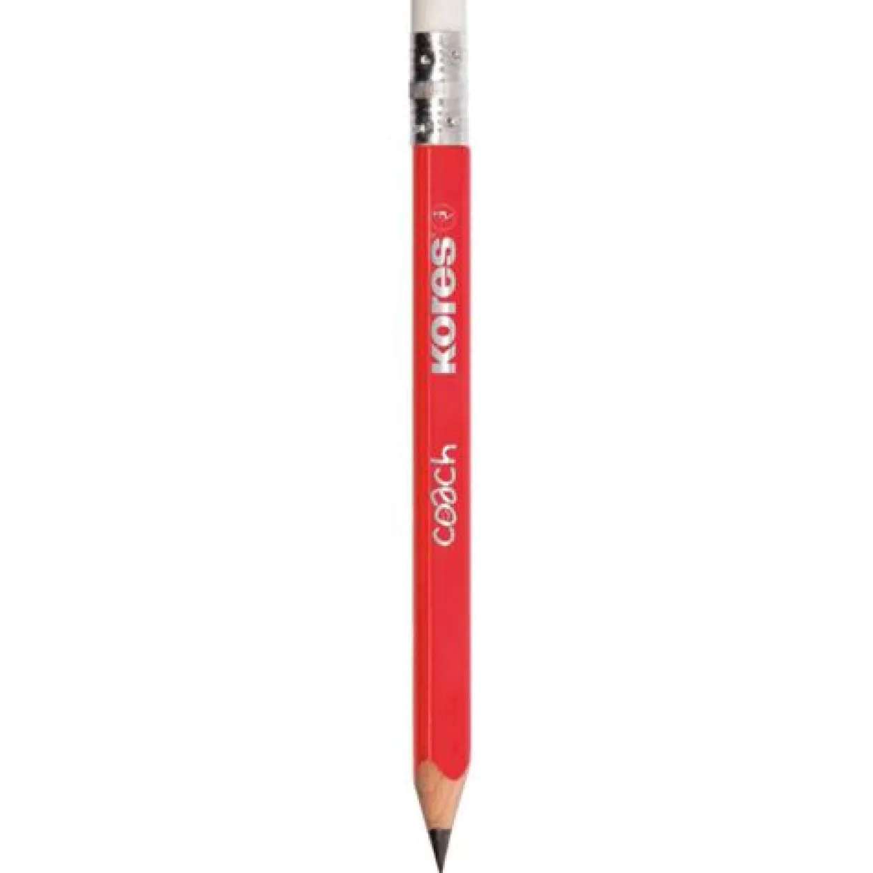 Kores COACH Bleistifte HB rot mit Radierer, 12 St.