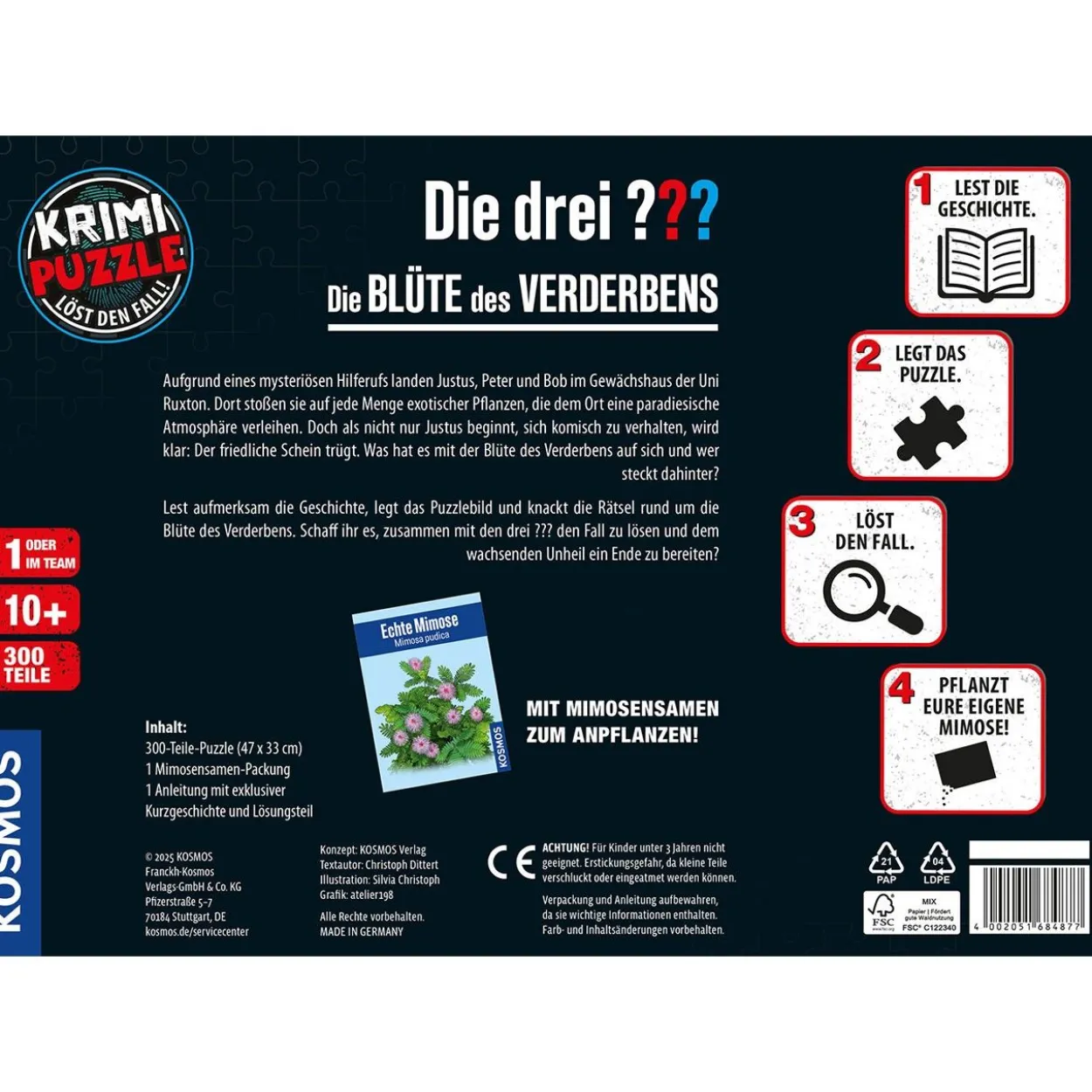 Kosmos Krimipuzzle Die drei ??? - Die Blüte des Verderbens (150 Teile)