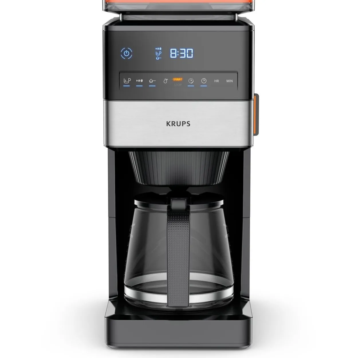 Krups Grind Aroma XL KM8428 mit Mahlwerk (schwarz/edelstahl, Glaskanne)