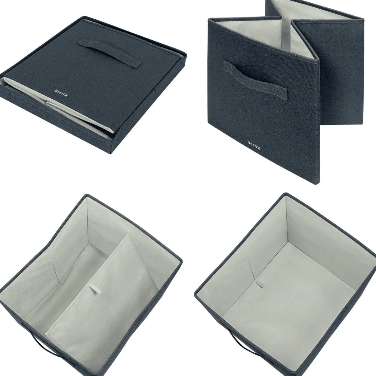 LEITZ 2 Aufbewahrungsboxen grau 33,0 x 38,0 x 32,5 cm