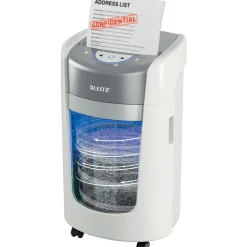 LEITZ IQ OptiMax Home Office 225 Aktenvernichter mit Partikelschnitt P-5, 2 x 15 mm, bis 6 Blatt, weiß