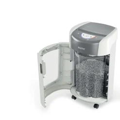 LEITZ IQ OptiMax Home Office 225 Aktenvernichter mit Partikelschnitt P-5, 2 x 15 mm, bis 6 Blatt, weiß