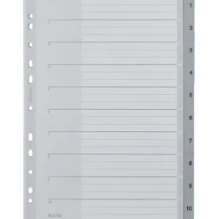 Leitz Kunststoff-Register, Zahlen, A4 Überbreite, 1-10, grau