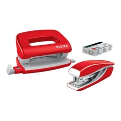 LEITZ Locher und Heftgeräte Set NeXXt WOW rot-metallic
