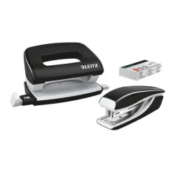 LEITZ Locher und Heftgeräte Set NeXXt WOW schwarz-metallic
