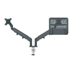 LEITZ Notebook-Monitor-Halterung Ergo 65380089 dunkelgrau für 1 Monitor und 1 Notebook, Tischklemme