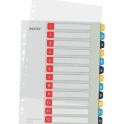 LEITZ Ordnerregister Cosy DIN A4+ Vollformat, Überbreite 1-12 farbig 12-teilig, 1 Satz