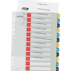 LEITZ Ordnerregister Cosy DIN A4+ Vollformat, Überbreite 1-12 farbig 12-teilig, 1 Satz