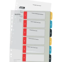 LEITZ Ordnerregister Cosy DIN A4+ Vollformat, Überbreite 1-6 farbig 6-teilig, 1 Satz