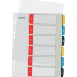LEITZ Ordnerregister Cosy DIN A4+ Vollformat, Überbreite 1-6 farbig 6-teilig, 1 Satz
