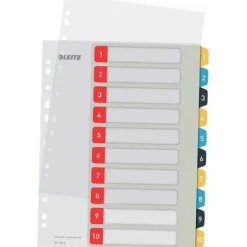 LEITZ Ordnerregister Cosy DIN A4+ Vollformat, Überbreite 1-10 farbig 10-teilig, 1 Satz