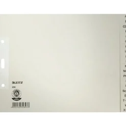 LEITZ Ordnerregister 1210 DIN A4+ Halbformat, Überbreite A-Z grau 20-teilig, 1 Satz
