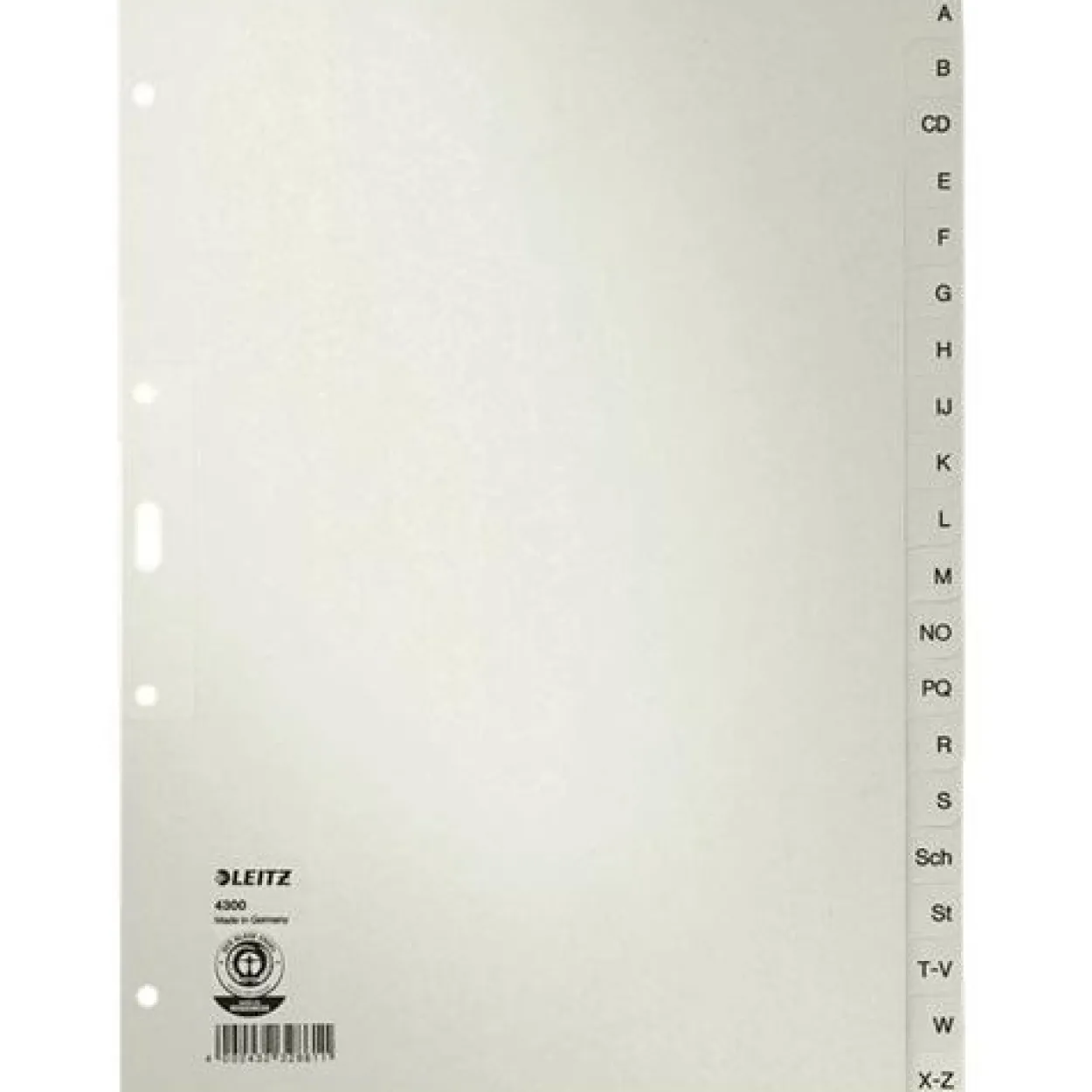 LEITZ Ordnerregister DIN A4+ Vollformat A-Z grau 20-teilig, 1 Satz