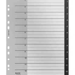 LEITZ Ordnerregister recycle 1209 Vollformat, Überbreite 1-12 schwarz 12-teilig, 1 Satz