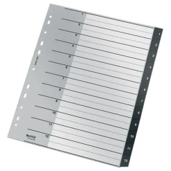 LEITZ Ordnerregister recycle 1209 Vollformat, Überbreite 1-12 schwarz 12-teilig, 1 Satz