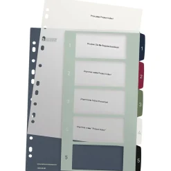 LEITZ Ordnerregister Style DIN A4+ Vollformat, Überbreite 1-5 farbig 5-teilig, 1 Satz