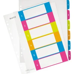 LEITZ Ordnerregister WOW Vollformat, Überbreite 1-6 farbig 6-teilig, 1 Satz