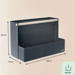 LEITZ Schreibtisch-Organizer dunkelgrau Stoff, Pappe 4 Fächer 38,0 x 19,0 x 26,0 cm