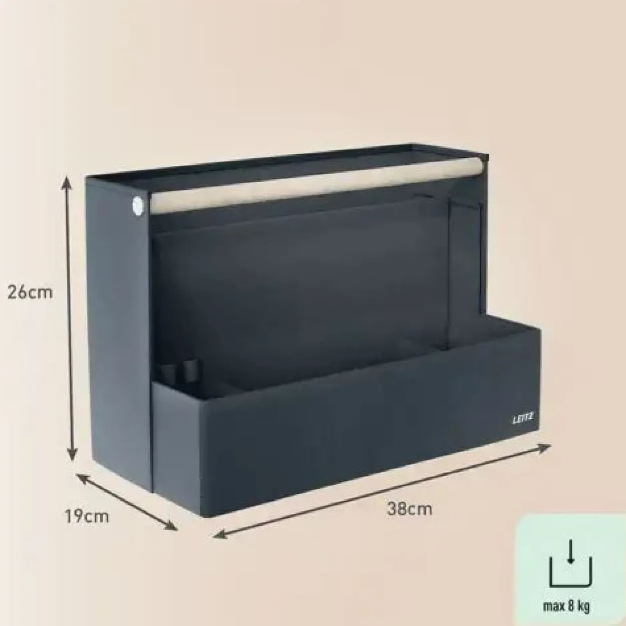 LEITZ Schreibtisch-Organizer dunkelgrau Stoff, Pappe 4 Fächer 38,0 x 19,0 x 26,0 cm