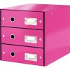 LEITZ Schubladenbox Click & Store pink 60480023, DIN A4 mit 3 Schubladen