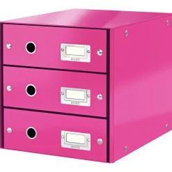 LEITZ Schubladenbox Click & Store pink 60480023, DIN A4 mit 3 Schubladen