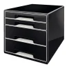 LEITZ Schubladenbox CUBE Duo Colour schwarz/grau 52521095, DIN A4 mit 4 Schubladen