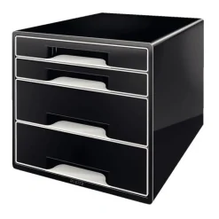 LEITZ Schubladenbox CUBE Duo Colour schwarz/grau 52521095, DIN A4 mit 4 Schubladen