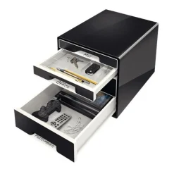 LEITZ Schubladenbox CUBE Duo Colour schwarz/grau 52521095, DIN A4 mit 4 Schubladen