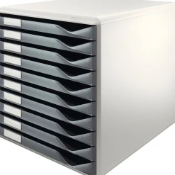 LEITZ Schubladenbox Formular-Set dunkelgrau 52810089, DIN A4 mit 10 Schubladen