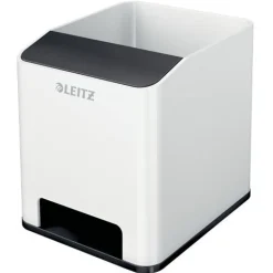 LEITZ Stiftehalter WOW Duo Colour perlweiß/schwarz Polystyrol 2 Fächer 9,0 x 10,1 x 10,0 cm