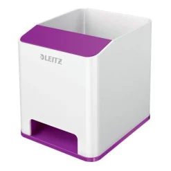 LEITZ Stiftehalter WOW Duo Colour perlweiß/violett Polystyrol 2 Fächer 9,0 x 10,1 x 10,0 cm