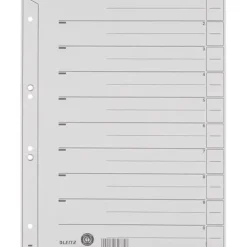 Leitz Trennblätter, A4 Überbreite, Kraftkarton 200g/qm, 100 Trennblätter grau
