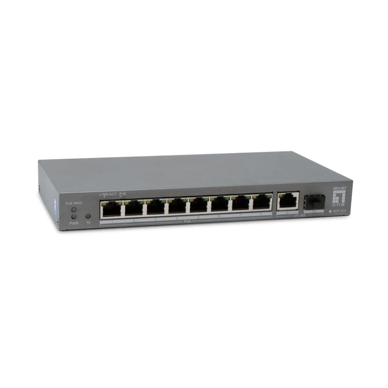 LevelOne PoE+Switch 8xGE PoE/1xGE/1xSFP 120W unmanag.Plastik