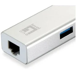 LevelOne USB-C 4-Port USB3.0(3x)+ Gbit(1x) LAN Port, silber