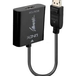 Lindy Displayport 1.2 Adapter Displayport Stecker auf HDMI Typ D Stecker Schwarz mit Arretierung