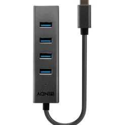 Lindy 4 Port USB 3.2 Gen 1 Typ C Hub 4-port USB 3.2 extern ohne Netzteil schwarz